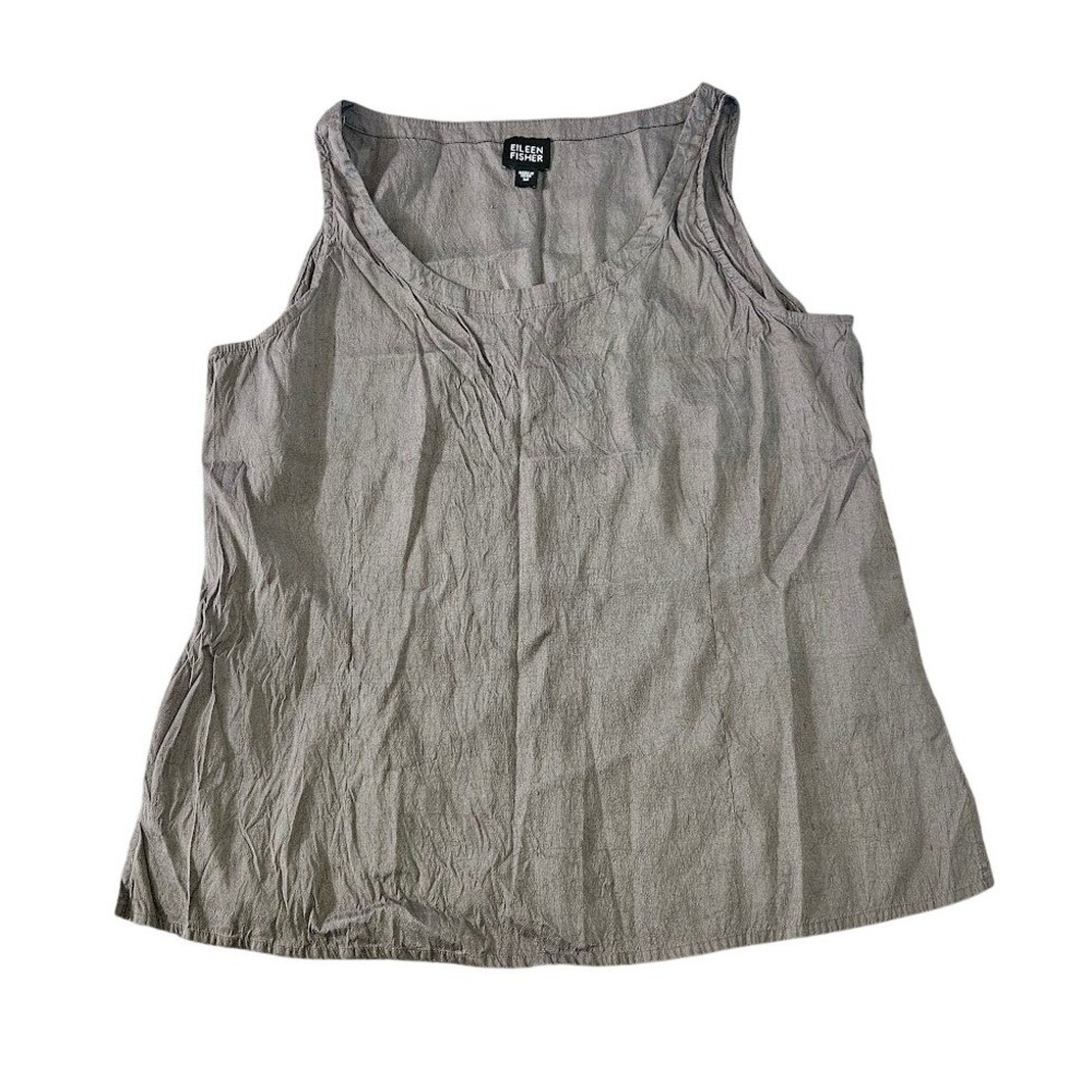 Eileen Fisher 100% Silk Tank Top Women Medium Gray Scoop Neck Classic Capsule